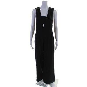 Nina Bauer Collection Women's V-Neck Sleeveless Wide Leg Jumpsuit Black Size M